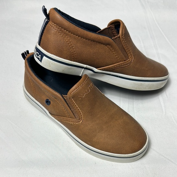 Nautica Brown Slip-On Kids Shoes with Elastic Panels - Picture 6 of 7
